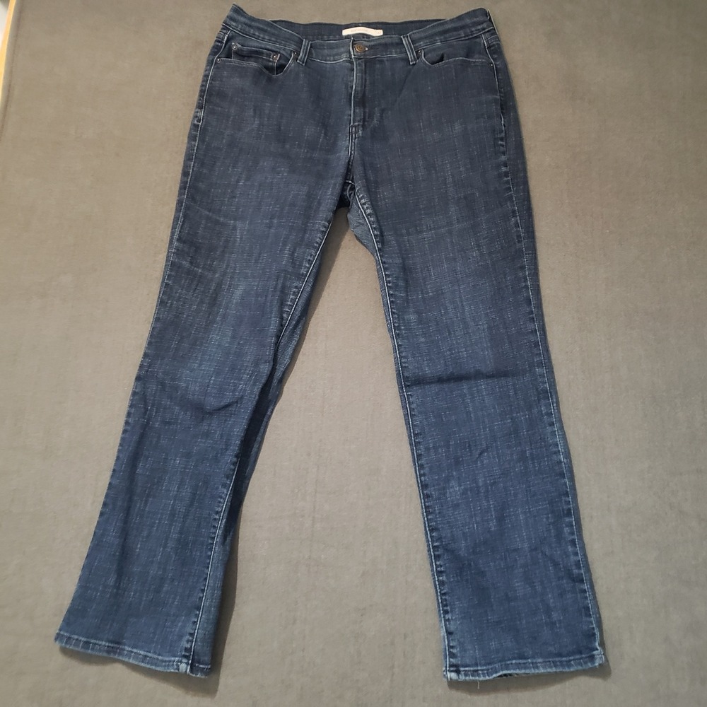 Levi's 505 Straight Jeans Womens 32 Blue Dark Wash Stretch‎ Denim